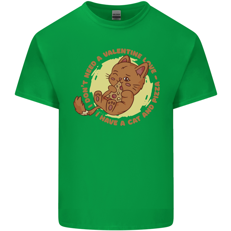 Cat & Pizza Anti Valentines Singles Day Kids T-Shirt Childrens Irish Green