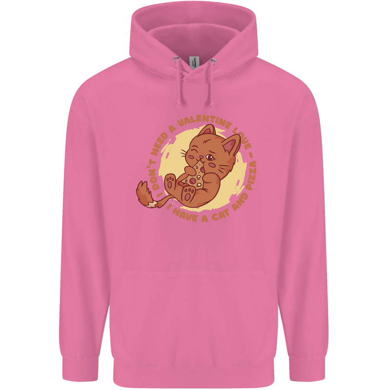 Cat & Pizza Anti Valentines Singles Day Mens 80% Cotton Hoodie Azelea