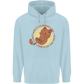 Cat & Pizza Anti Valentines Singles Day Mens 80% Cotton Hoodie Light Blue