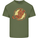 Cat & Pizza Anti Valentines Singles Day Mens Cotton T-Shirt Tee Top Military Green