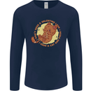 Cat & Pizza Anti Valentines Singles Day Mens Long Sleeve T-Shirt Navy Blue