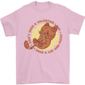 Cat & Pizza Anti Valentines Singles Day Mens T-Shirt 100% Cotton Light Pink