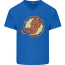 Cat & Pizza Anti Valentines Singles Day Mens V-Neck Cotton T-Shirt Royal Blue