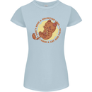 Cat & Pizza Anti Valentines Singles Day Womens Petite Cut T-Shirt Light Blue