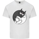 Cat and Dog Yin Yang Mens Cotton T-Shirt Tee Top White