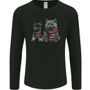 Cat and German Shepherd in USA Scarf Alsatian Dog Mens Long Sleeve T-Shirt Black
