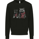 Cat and German Shepherd in USA Scarf Alsatian Dog Mens Sweatshirt Jumper Black