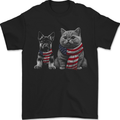 Cat and German Shepherd in USA Scarf Alsatian Dog Mens T-Shirt 100% Cotton Black