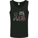 Cat and German Shepherd in USA Scarf Alsatian Dog Mens Vest Tank Top Black