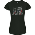 Cat and German Shepherd in USA Scarf Alsatian Dog Womens Petite Cut T-Shirt Black