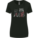Cat and German Shepherd in USA Scarf Alsatian Dog Womens Wider Cut T-Shirt Black