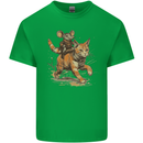 Cat and Mouse Winter Fun Kids T-Shirt Childrens Irish Green