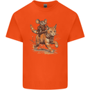 Cat and Mouse Winter Fun Kids T-Shirt Childrens Orange