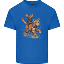 Cat and Mouse Winter Fun Kids T-Shirt Childrens Royal Blue