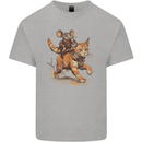 Cat and Mouse Winter Fun Kids T-Shirt Childrens Sports Grey