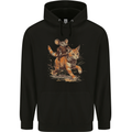 Cat and Mouse Winter Fun Mens 80% Cotton Hoodie Black