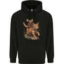 Cat and Mouse Winter Fun Mens 80% Cotton Hoodie Black