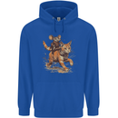 Cat and Mouse Winter Fun Mens 80% Cotton Hoodie Royal Blue