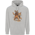 Cat and Mouse Winter Fun Mens 80% Cotton Hoodie Sports Grey