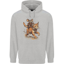Cat and Mouse Winter Fun Mens 80% Cotton Hoodie Sports Grey