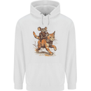 Cat and Mouse Winter Fun Mens 80% Cotton Hoodie White