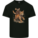 Cat and Mouse Winter Fun Mens Cotton T-Shirt Tee Top Black