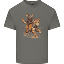 Cat and Mouse Winter Fun Mens Cotton T-Shirt Tee Top Charcoal