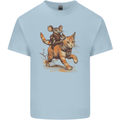 Cat and Mouse Winter Fun Mens Cotton T-Shirt Tee Top Light Blue