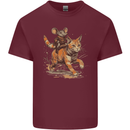Cat and Mouse Winter Fun Mens Cotton T-Shirt Tee Top Maroon