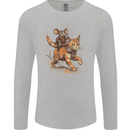 Cat and Mouse Winter Fun Mens Long Sleeve T-Shirt Sports Grey