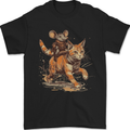 Cat and Mouse Winter Fun Mens T-Shirt 100% Cotton Black