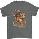 Cat and Mouse Winter Fun Mens T-Shirt 100% Cotton Charcoal