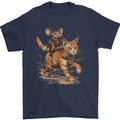 Cat and Mouse Winter Fun Mens T-Shirt 100% Cotton Navy Blue