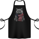 Cat in USA Scarf American Flag Cotton Apron 100% Organic Black