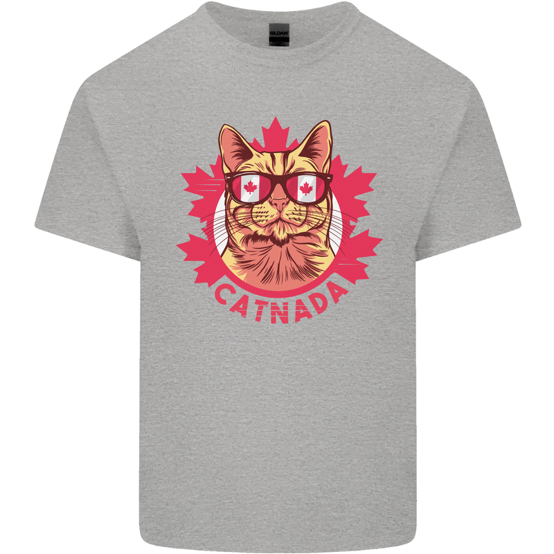 Catnada Canada Cat Flag Kids T-Shirt Childrens Sports Grey