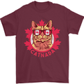 Catnada Canada Cat Flag Mens T-Shirt 100% Cotton Maroon