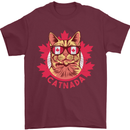 Catnada Canada Cat Flag Mens T-Shirt 100% Cotton Maroon