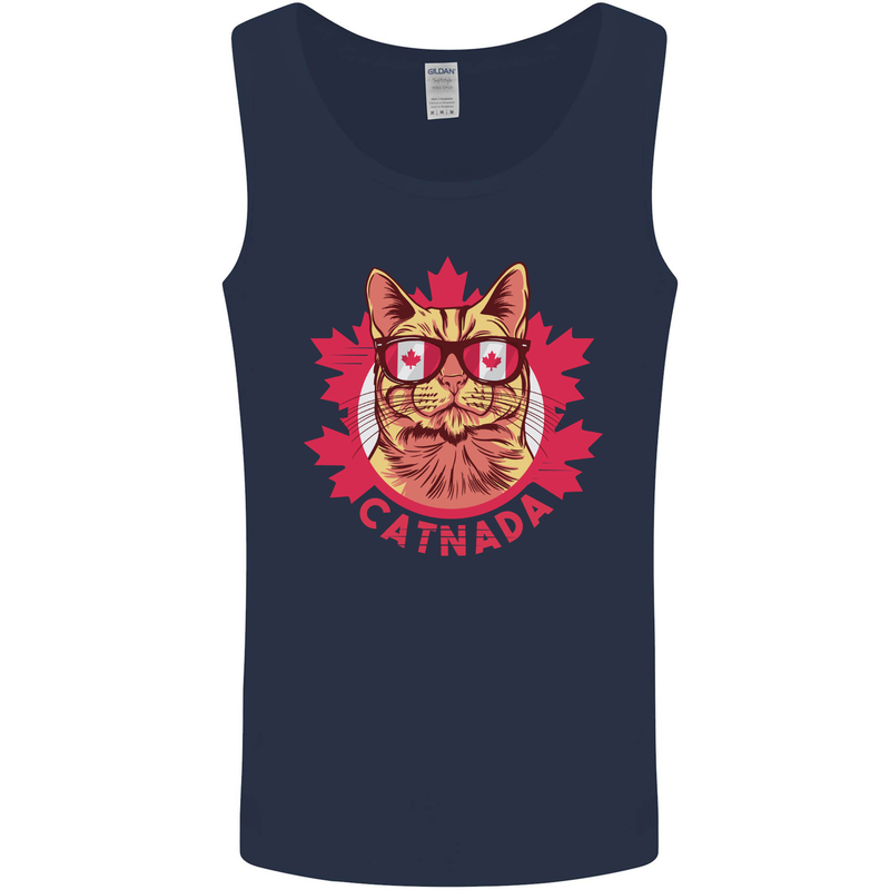 Catnada Canada Cat Flag Mens Vest Tank Top Navy Blue