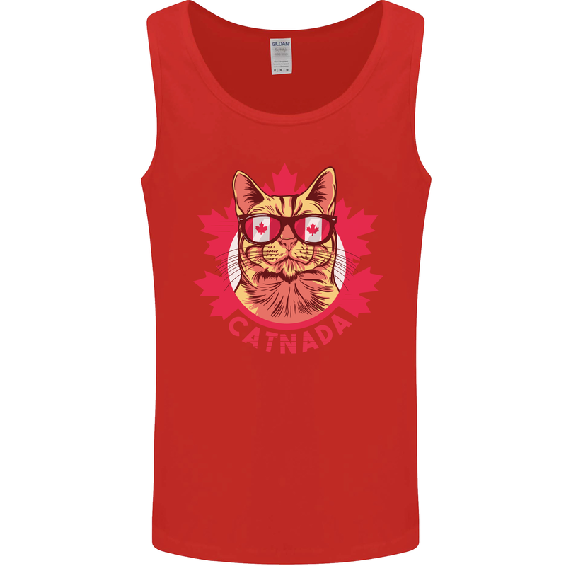 Catnada Canada Cat Flag Mens Vest Tank Top Red