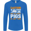 Caution Pigs Funny Farm Animal Farmer Farming Mens Long Sleeve T-Shirt Royal Blue