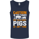Caution Pigs Funny Farm Animal Farmer Farming Mens Vest Tank Top Navy Blue