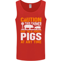 Caution Pigs Funny Farm Animal Farmer Farming Mens Vest Tank Top Red