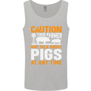 Caution Pigs Funny Farm Animal Farmer Farming Mens Vest Tank Top Sports Grey