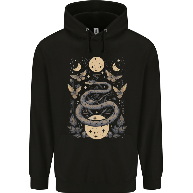 Celestial Snakes & Butterfies Pagan Earth Moon Childrens Kids Hoodie Black