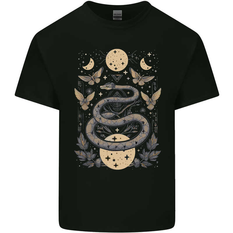 Celestial Snakes & Butterfies Pagan Earth Moon Kids T-Shirt Childrens Black