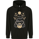 Celestial Snakes & Butterfies Pagan Earth Moon Mens 80% Cotton Hoodie Black