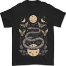 Celestial Snakes & Butterfies Pagan Earth Moon Mens T-Shirt 100% Cotton Black