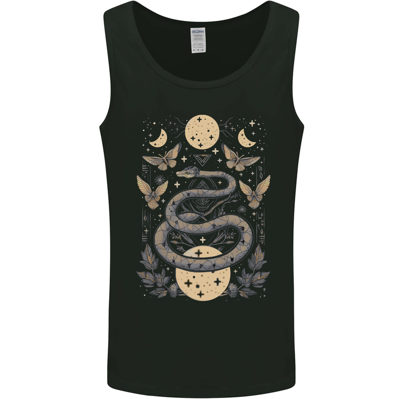 Celestial Snakes & Butterfies Pagan Earth Moon Mens Vest Tank Top Black