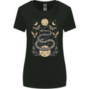Celestial Snakes & Butterfies Pagan Earth Moon Womens Wider Cut T-Shirt Black