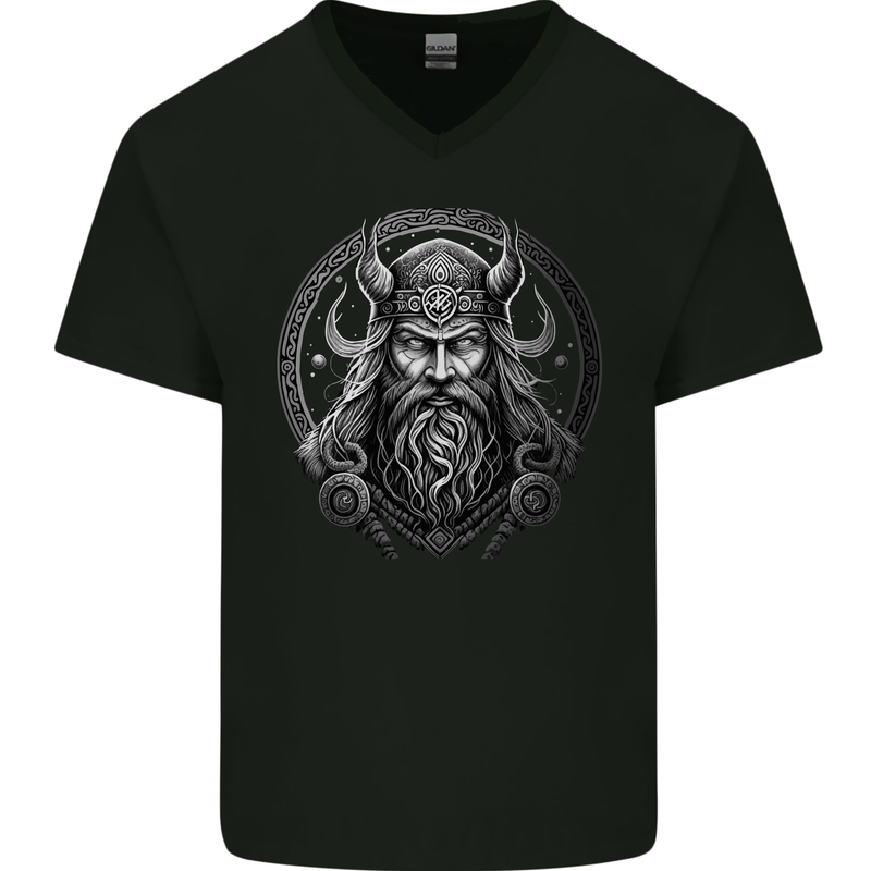 Celtic Viking Norse God Warrior Gym MMA Mens V-Neck Cotton T-Shirt Black